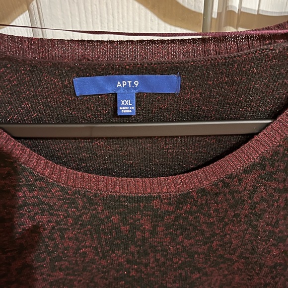 EUC Apt 9 Burgundy High Low Sweater with Metallic threads, XXL - Picture 2 of 4